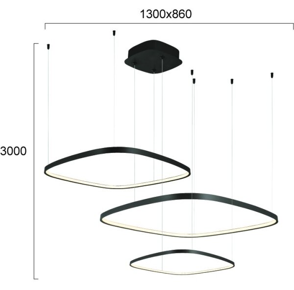 LED Stmívatelný lustr na lanku LORENZO LED/70W/230V 3000/4000/6000K černá + DO