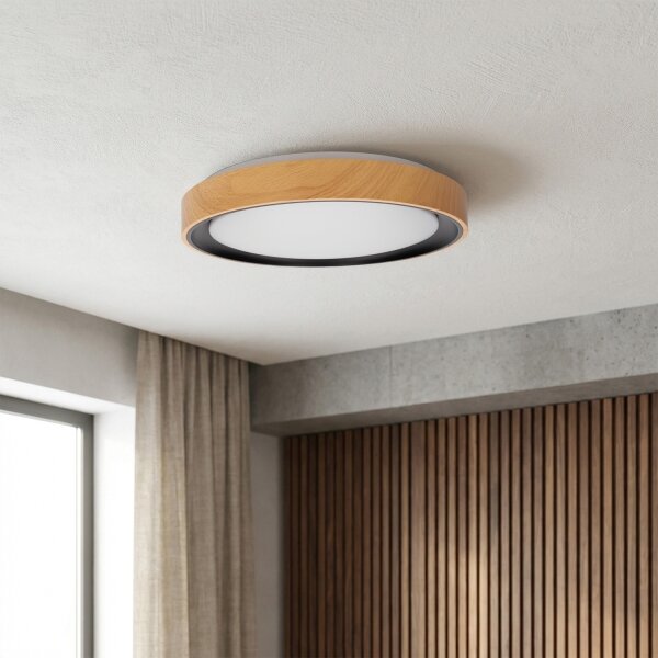 Brilagi - LED Stmív. strop. svítidlo FLOCO LED/48W/230V pr. 40 cm dřevo/černá+DO