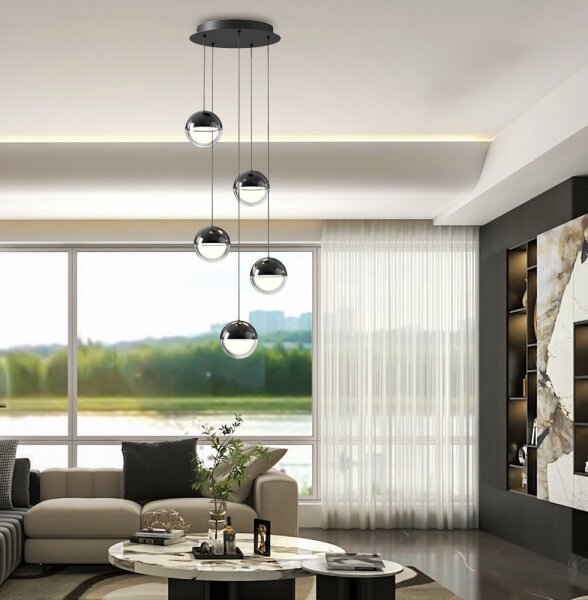 LED Lustr na lanku ZIREA LED/30W/230V černá