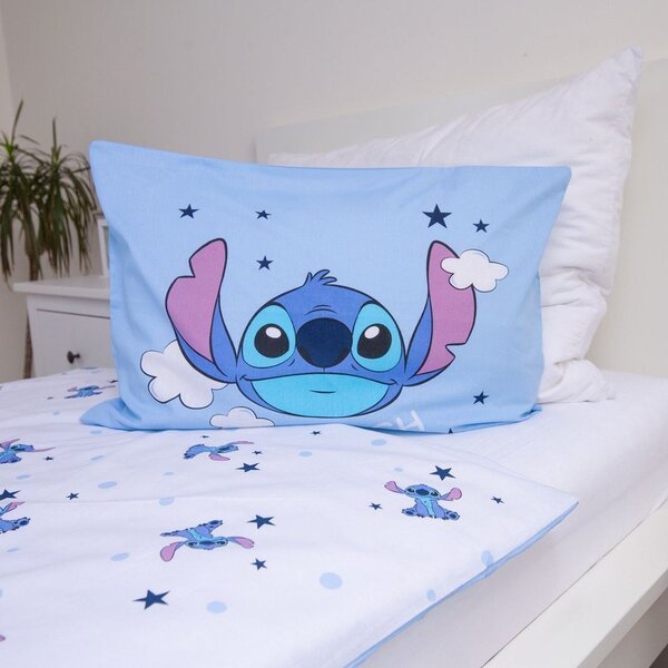 Modré bavlněné dětské povlečení do postýlky 100x135 cm Lilo & Stitch "Clouds" – Jerry Fabrics