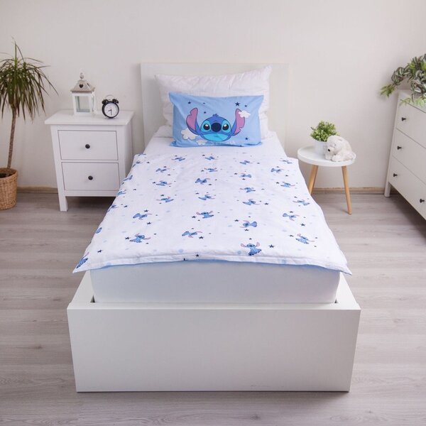 Modré bavlněné dětské povlečení do postýlky 100x135 cm Lilo & Stitch "Clouds" – Jerry Fabrics