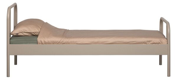 Béžová kovová jednolůžková postel s roštem 90x200 cm Mata – WOOOD