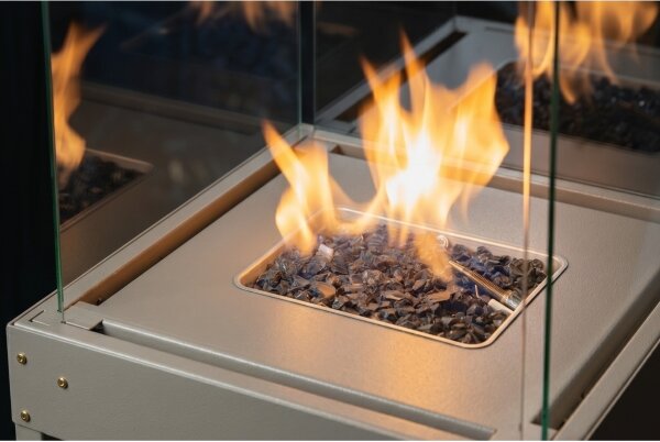 Brilagi -Venkovní plynový krb FLARO GAS 142x36 cm 8kW 1xAAA béžová+ochranný kryt