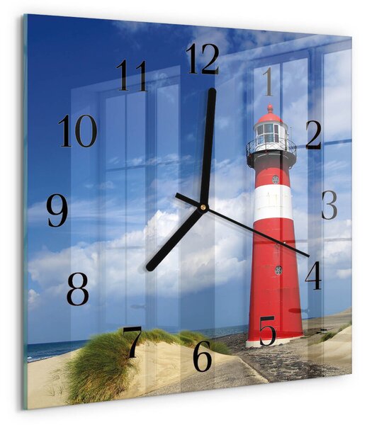 Skleněné hodiny na stěnu Maják zskc-30x30-00174658