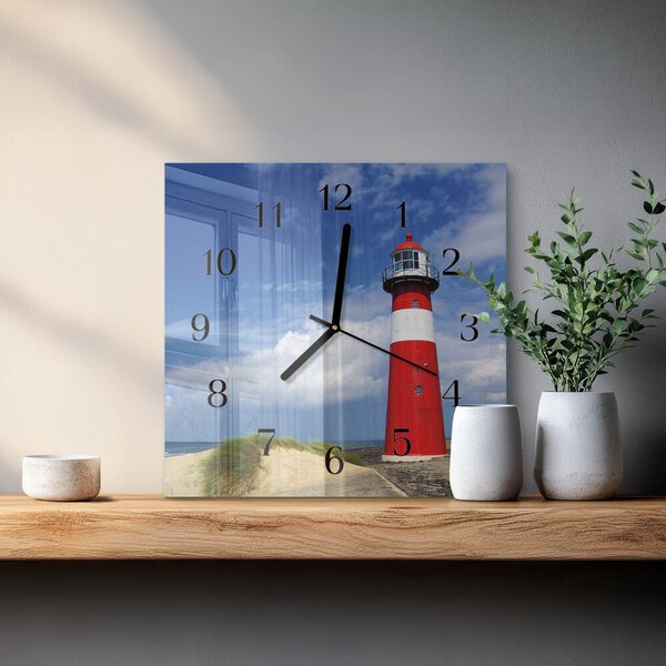 Skleněné hodiny na stěnu Maják zskc-30x30-00174658