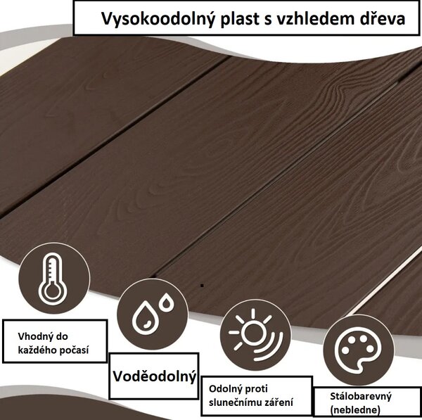 Balkonový závěsný stolek čtvercový hnědý, kov/HIPS NP11099CF
