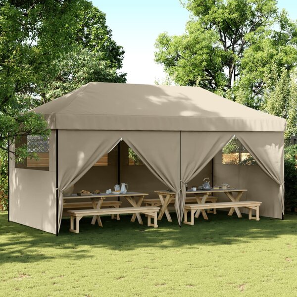 Skládací party stan pop-up se 4 bočními stěnami taupe