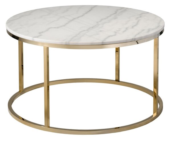 Bílý mramorový konferenční stolek s podnožím ve zlaté barvě RGE Accent, ⌀ 85 cm