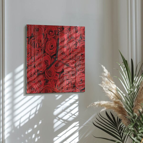 Skleněné hodiny na stěnu Růže zskc-30x30-00174770