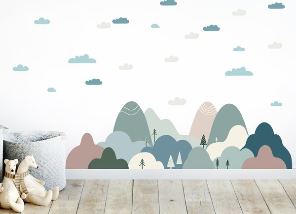 Nordic kopečky textilní přelepitelné samolepky na zeď arch 100 x 30 cm