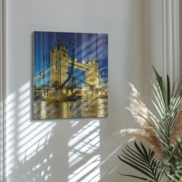 Skleněné hodiny na stěnu Londýnský most zskc-30x30-00174775