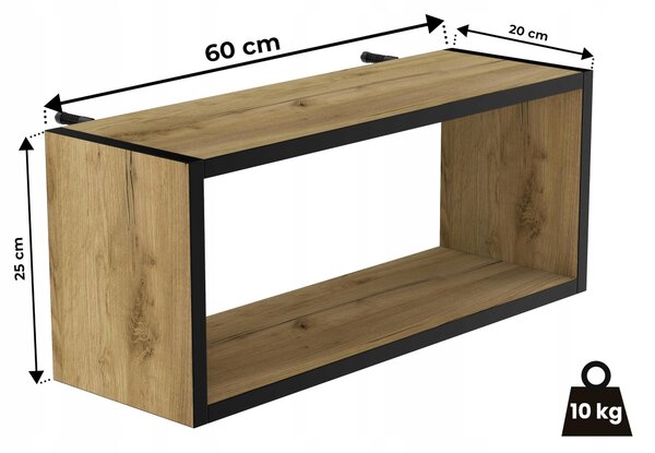 Police laminovaná deska HWS FURNITURE 60 x 20 cm dub craft zlatý