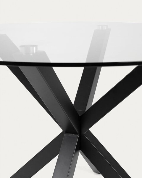 Černý kulatý konferenční stolek se skleněnou deskou ø 82 cm Argo – Kave Home