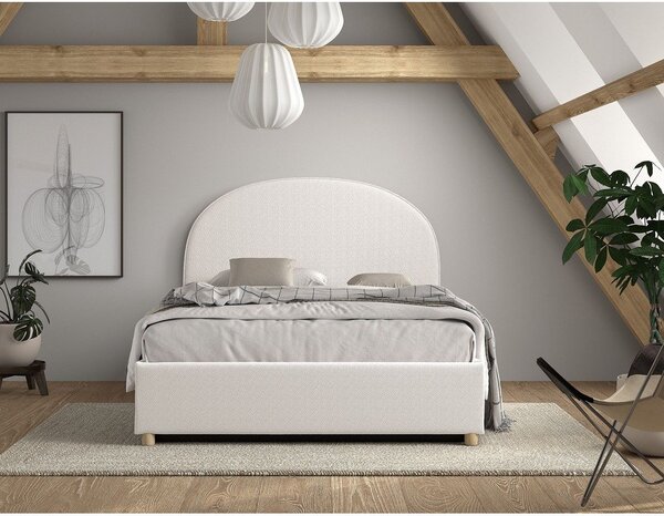 Bílá čalouněná dvoulůžková postel s úložným prostorem s roštem 140x200 cm Moon – Vipack