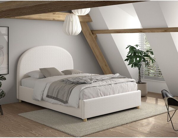 Bílá čalouněná dvoulůžková postel s úložným prostorem s roštem 140x200 cm Moon – Vipack