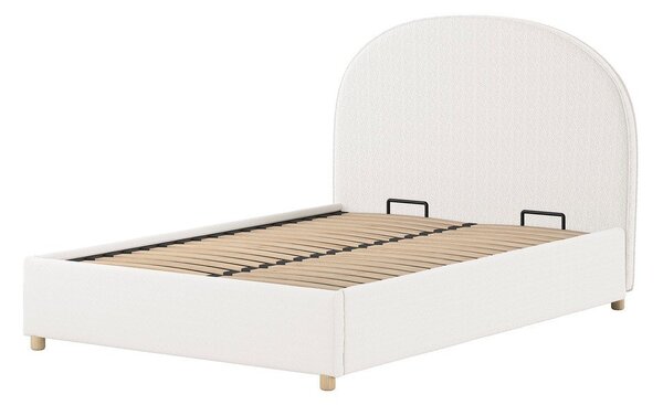 Bílá čalouněná dvoulůžková postel s úložným prostorem s roštem 140x200 cm Moon – Vipack