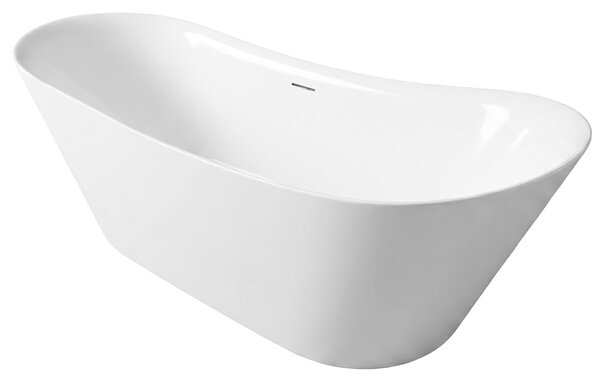 Volně stojící akrylátová vana REA LUSSO SLIM 170x74 cm, bílý, sifon Click-Clack - bílý