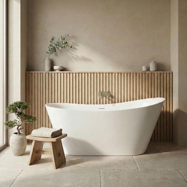 Rea Lusso Slim, volně stojící vana 170×74 cm, bílá, REA-W0504