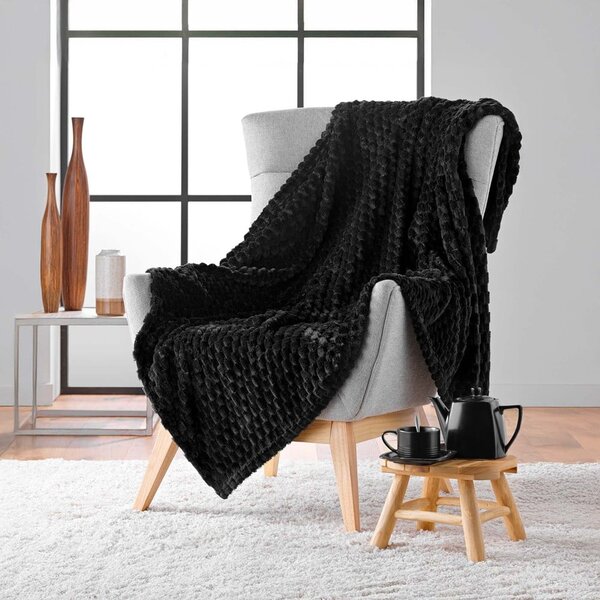 Černá deka z mikroflanelu 125x150 cm Mini Frosty – douceur d'intérieur