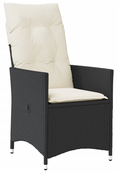 3dílný bistro set s poduškami černý polyratan