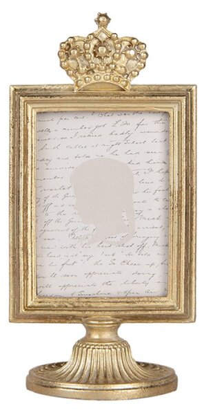 Zlatý fotorámeček s královskou korunou a podstavcem Varaxu – 9x6x17 cm