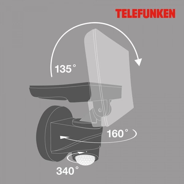 TF 304305TF TELEFUNKEN LED venkovní svítidlo 24 cm 16W 1600lm černá - BRILONER