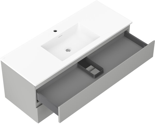 Mexen Orio, koupelnová skříňka 120 cm s umyvadlem Otis, 2 zásuvky, šedá matná/bílá matná, 91A10-12047-2-BFF62-W18M01