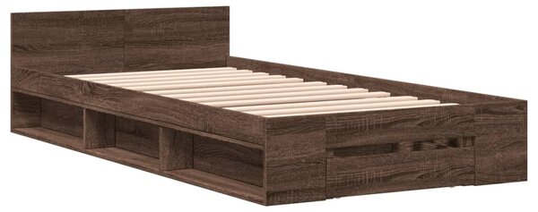 Rám postele se zásuvkou hnědý dub 75 x 190 cm kompozitní dřevo 3280810