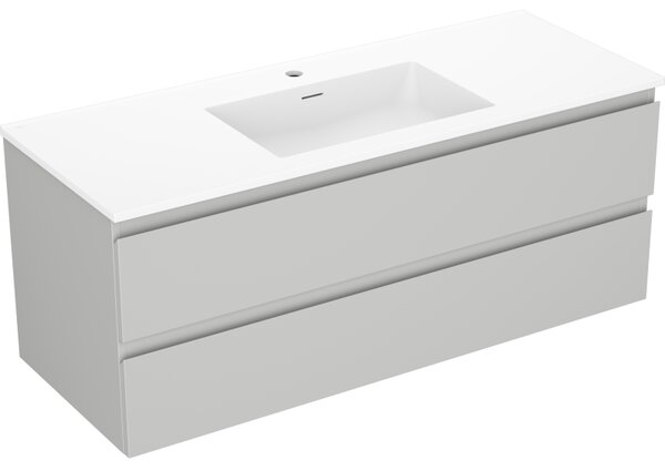 Mexen Orio, koupelnová skříňka 120 cm s umyvadlem Otis, 2 zásuvky, šedá matná/bílá matná, 91A10-12047-2-BFF62-W18M01