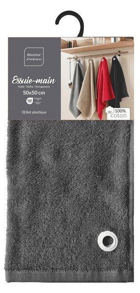 Antracitový froté bavlněný ručník 50x50 cm Cuistot – douceur d'intérieur