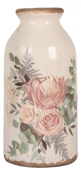Keramická váza s růžemi Vintage Rose M – 8x16 cm