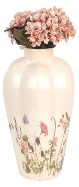 Keramická váza s květy a motýlky Flowers of Love M – 21x34 cm