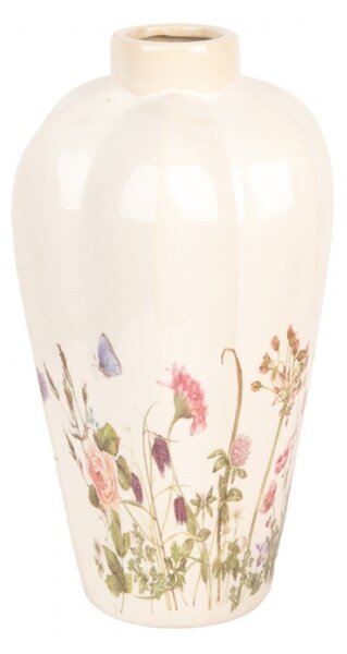 Keramická váza s květy a motýlky Flowers of Love M – 21x34 cm