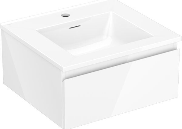 Mexen Orio, koupelnová skříňka 50 cm s umyvadlem Otis, 1 zásuvka, bílá lesklá, 91A10-05023-1-BF00-W18M00