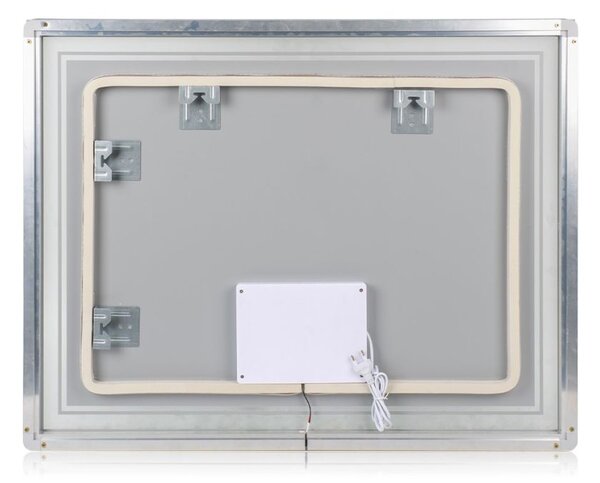 Designové zrcadlo s LED, 70x90 cm, 3 barvy světla, hliník