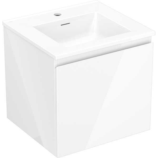 Mexen Orio, koupelnová skříňka 50 cm s umyvadlem Otis, 1 zásuvka, bílá lesklá, 91A10-05047-1-BF00-W18M00