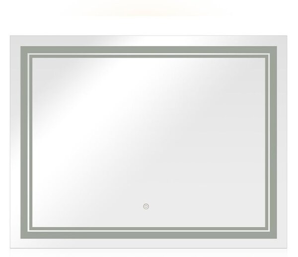 Designové zrcadlo s LED, 70x90 cm, 3 barvy světla, hliník