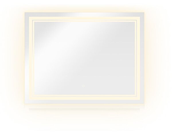 Designové zrcadlo s LED, 70x90 cm, 3 barvy světla, hliník