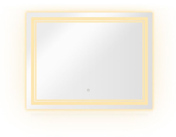 Designové zrcadlo s LED, 70x90 cm, 3 barvy světla, hliník
