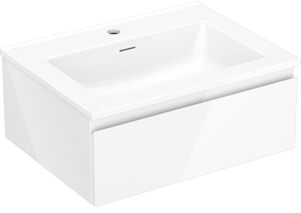 Mexen Orio, koupelnová skříňka 60 cm s umyvadlem Otis, 1 zásuvka, bílá lesklá, 91A10-06023-1-BF00-W18M00