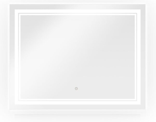 Designové zrcadlo s LED, 70x90 cm, 3 barvy světla, hliník