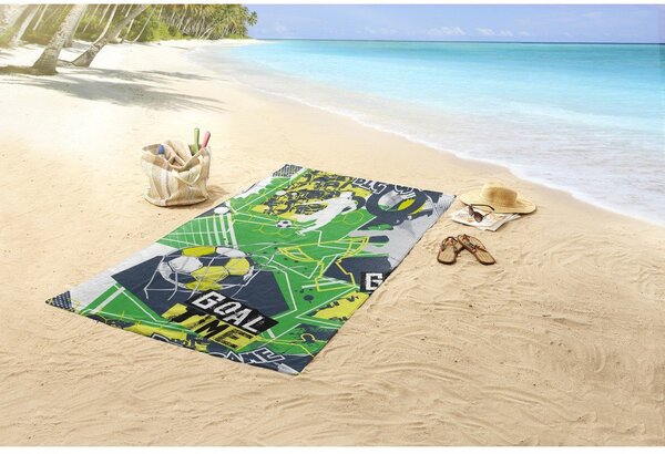 Zelená dětská sametová plážová osuška 75x150 cm Goaltime – Good Morning