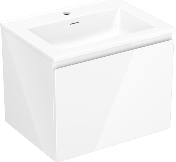 Mexen Orio, koupelnová skříňka 60 cm s umyvadlem Otis, 1 zásuvka, bílá lesklá, 91A10-06047-1-BF00-W18M00