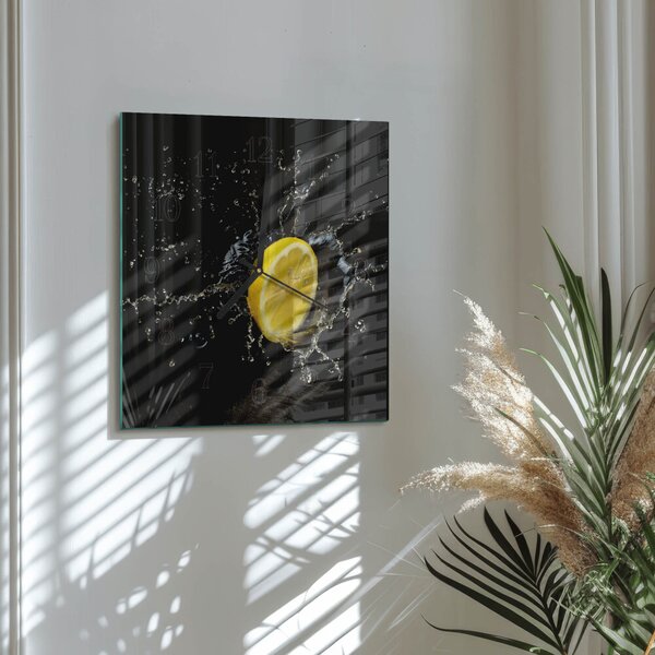 Skleněné hodiny na stěnu Citronová zskc-30x30-00174877