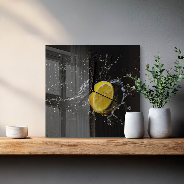 Skleněné hodiny na stěnu Citronová zskc-30x30-00174877