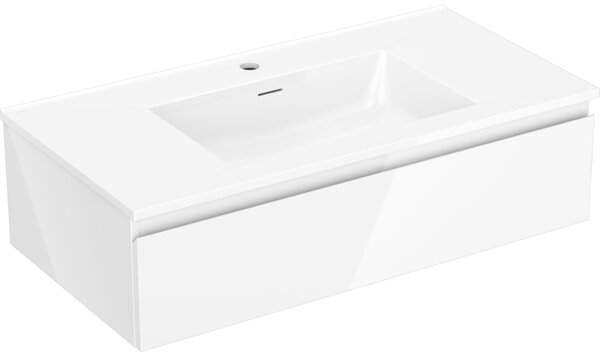 Mexen Orio, koupelnová skříňka 90 cm s umyvadlem Otis, 1 zásuvka, bílá lesklá, 91A10-09023-1-BF00-W18M00