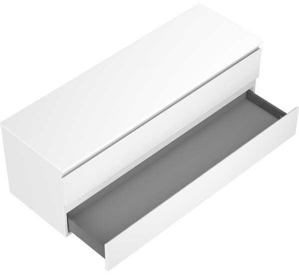 Mexen Orio, koupelnová skříňka pod umyvadlo 140 cm s horní částí, 2 zásuvky, bílá matná, 91A10-14047-2-BFFC01