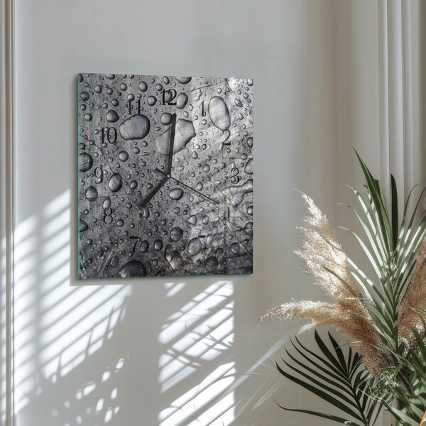 Skleněné hodiny na stěnu Kapky zskc-30x30-00174881