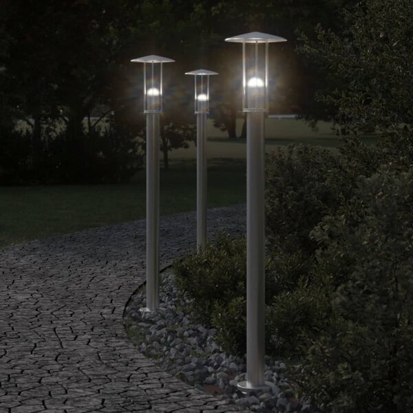 Venkovní stojací lampy 3 ks stříbrné 100 cm nerezová ocel