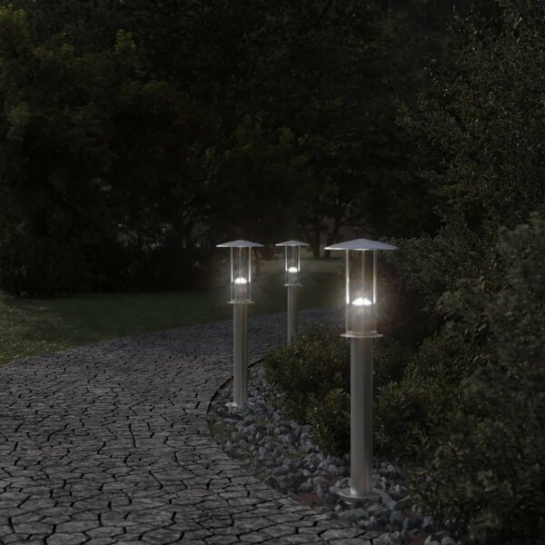 Venkovní stojací lampy 3 ks stříbrné 60 cm nerezová ocel